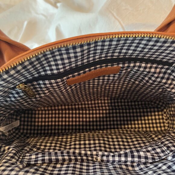 Talbots Cream and Tan Satchel with Woven Texture - Picture 11 of 12